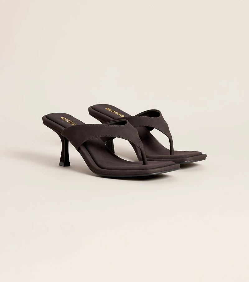 Going Somewhere Suede Thong Kitten Heels