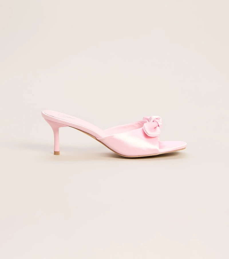 Sweet on You Bow Detail Kitten Heel Mules