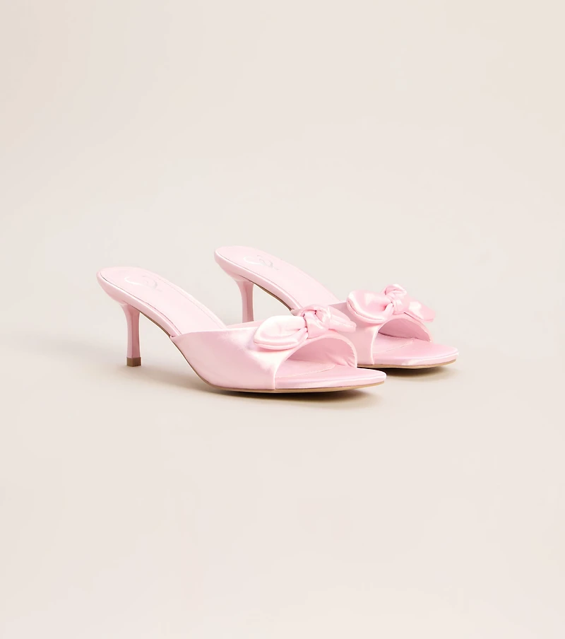 Sweet on You Bow Detail Kitten Heel Mules