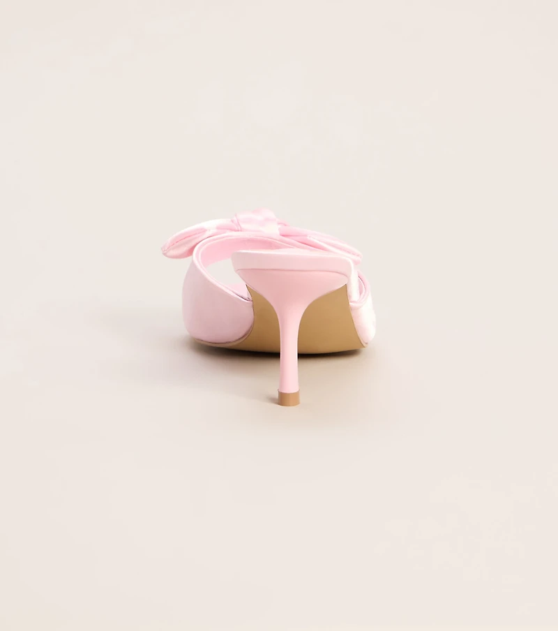 Sweet on You Bow Detail Kitten Heel Mules