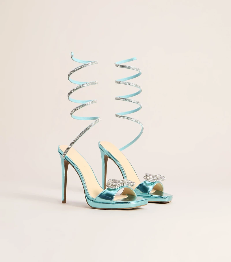 Spiral Sparkle Bow Stiletto Heels
