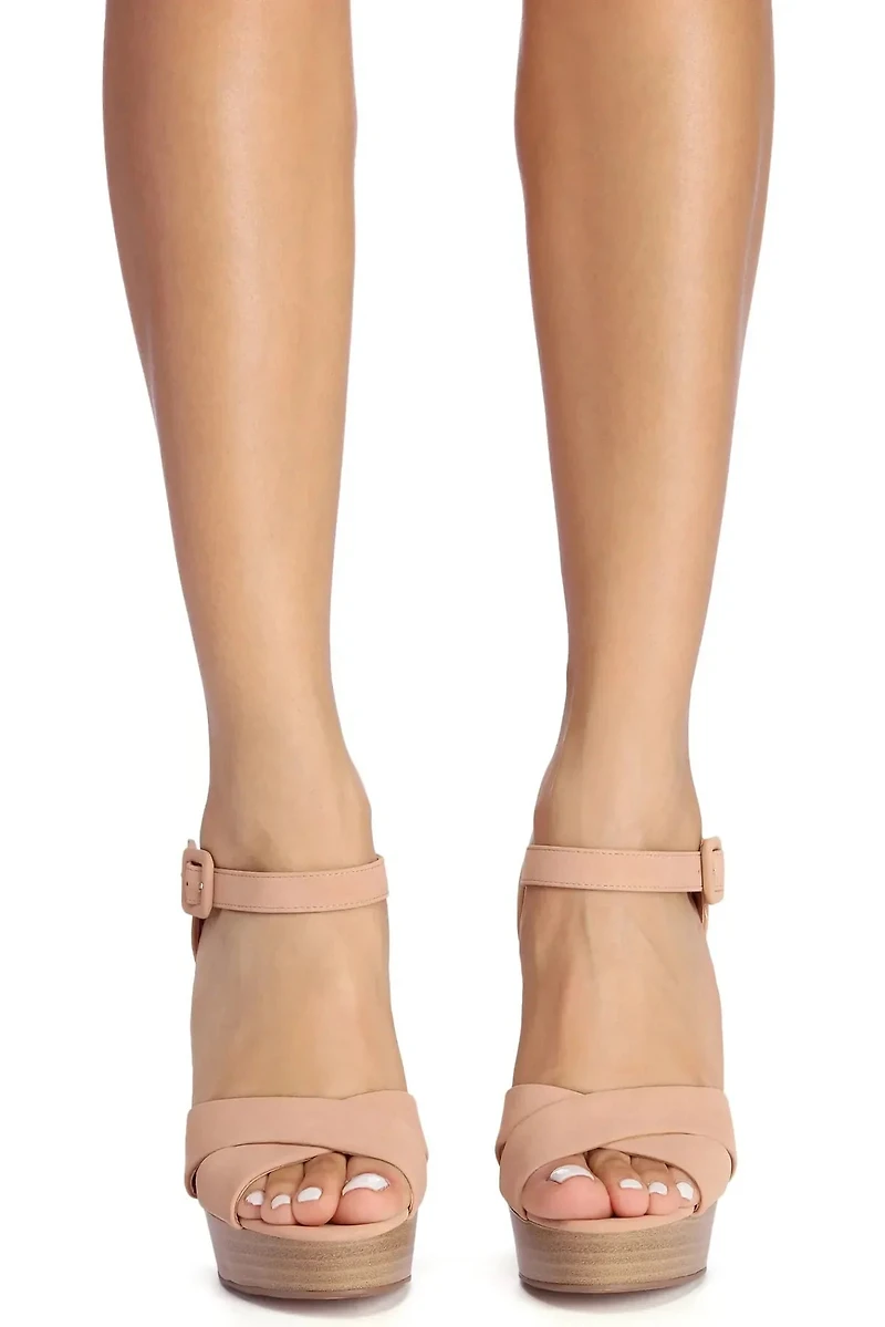 Criss Cross Stacked Platform Heels