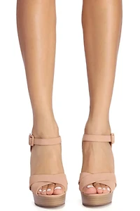 Criss Cross Stacked Platform Heels