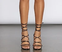 Lace-Up And Light Up Rhinestone Heels