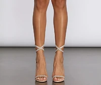 Rhinestone Trim Lace-Up Block Heel