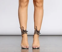 Prized Possession Lace Up Clear Stilettos