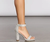 Inclined To Shine Rhinestone Block Heels