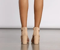 Triple Threat Faux Nubuck Block Heels