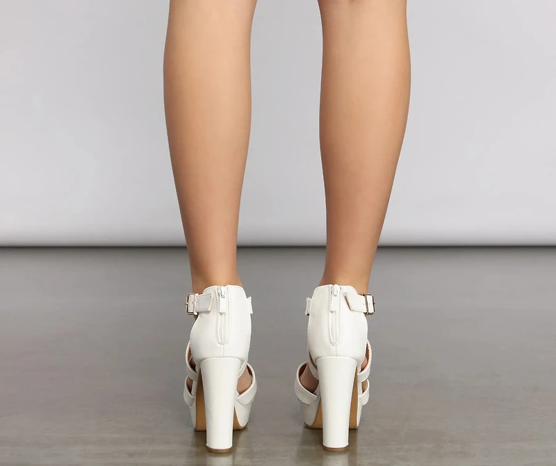 Chic and Charming Criss Cross Platform Block Heels