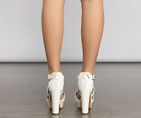 Chic and Charming Criss Cross Platform Block Heels