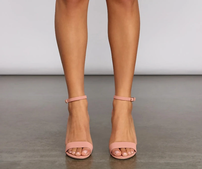 Faux Nubuck Basic Strap Heels