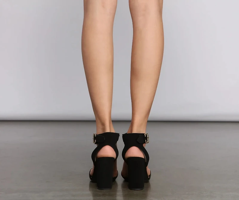 The Glam Life Nubuck Block Heels