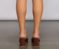 Chunky Chain Link Faux Leather Mules