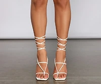 Lace-Up Glam Faux Leather Stiletto Heels