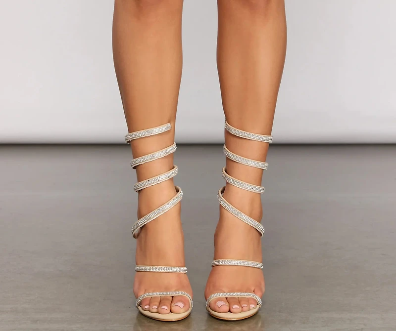 Spin Me Around Spiral Rhinestone Stiletto Heels