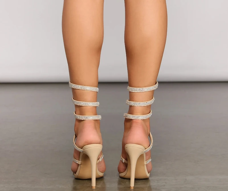 Spin Me Around Spiral Rhinestone Stiletto Heels