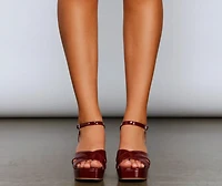 Trendy Sleek Patent Faux Leather Heels