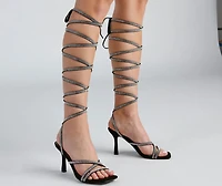 All About Glam Rhinestone Lace-Up Stiletto Heels
