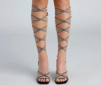 All About Glam Rhinestone Lace-Up Stiletto Heels