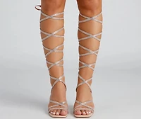 All About Glam Rhinestone Lace-Up Stiletto Heels