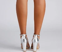 Metallic Moves Block Heels
