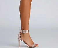 Chrome Magic Rhinestone Thin Block Heels