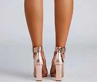 Chrome Magic Rhinestone Thin Block Heels