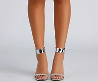 Chrome Magic Rhinestone Thin Block Heels