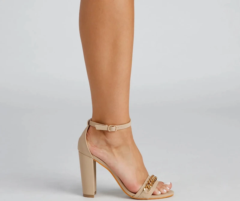 Posh Chic Chainlink Nubuck Heels