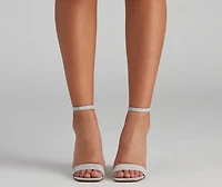 Shimmer Glitter Mesh Square Toe Heels