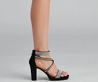 Bring On The Glitz Rhinestone Block Heels