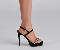 Stop And Stun Rhinestone Strap Stiletto Heels