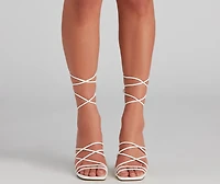 Attitude PU Lace-Up Stiletto Heels