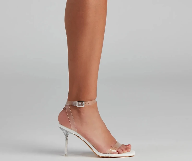 Clearly Stylish PVC Wrap Ankle Stilettos