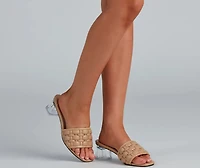 Basket Case Lucite Heel Mules