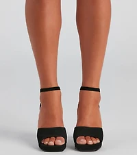 On Trend Nubuck Square Toe Heels
