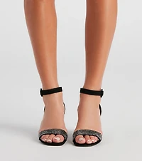 Shimmer Down Rhinestone Block Heels