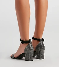 Shimmer Down Rhinestone Block Heels