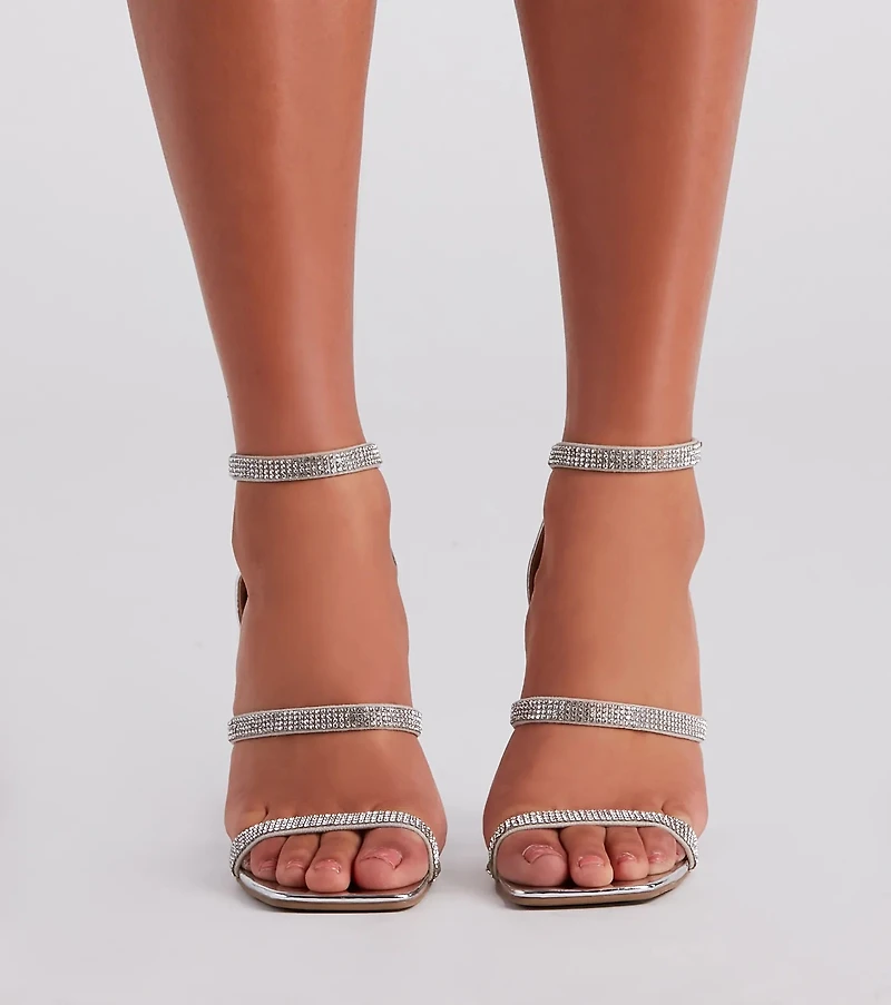 Dazzling Rhinestone Block Heels
