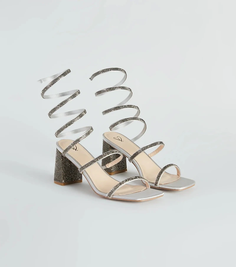 Spring Into Rhinestone Block Heels