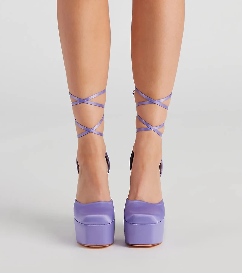 Crash The Party Satin Lace-Up Heels