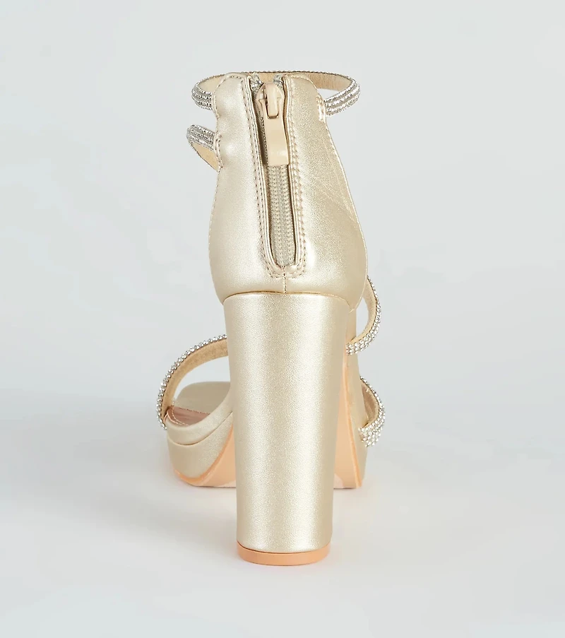 Glam Mode Rhinestone Metallic Platform Heels