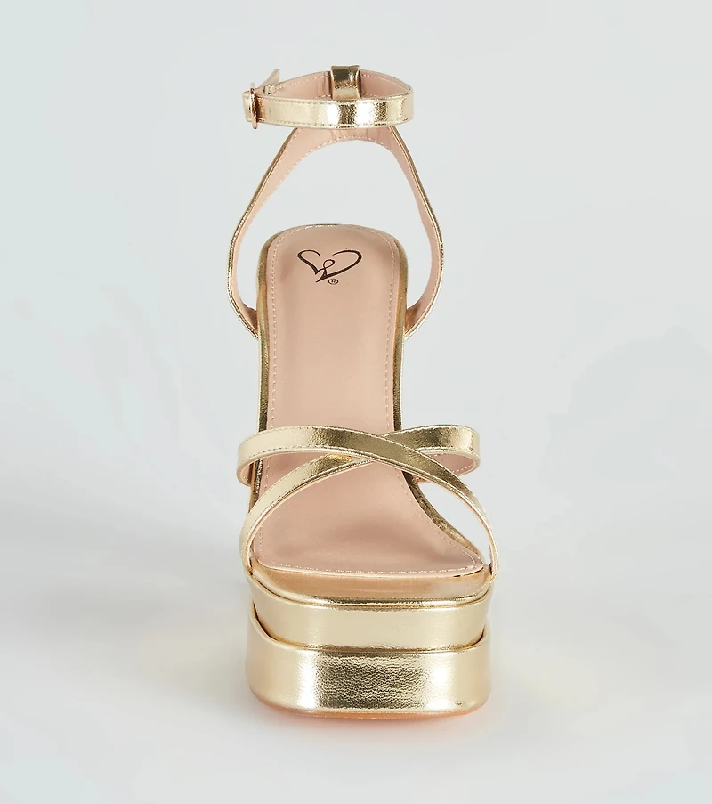 Set To Stun Metallic Platform Heels