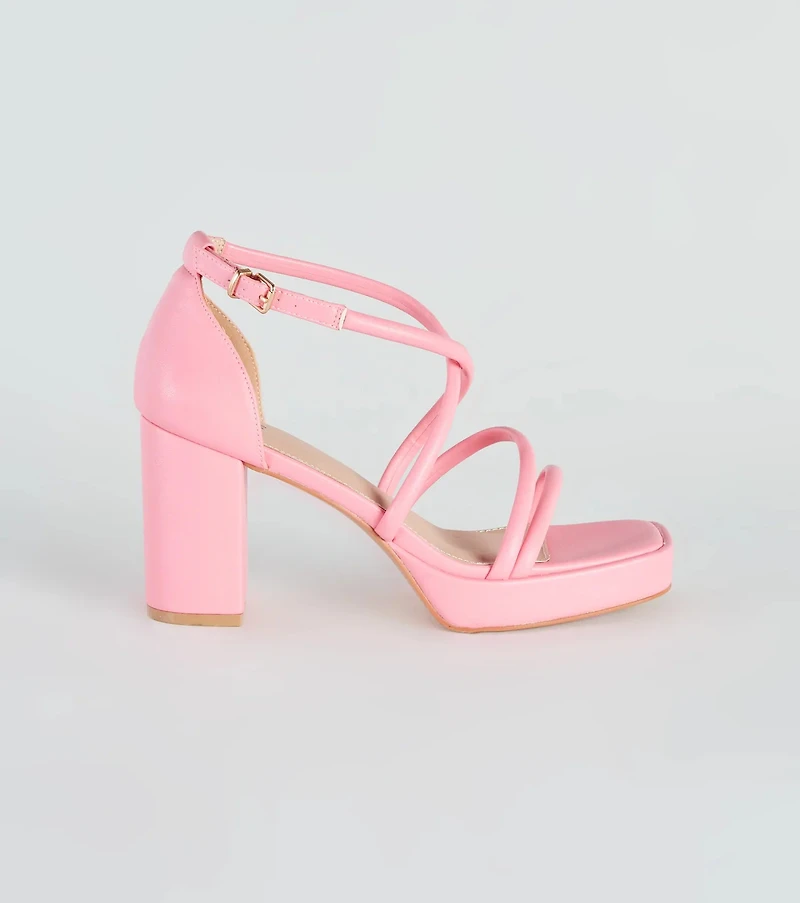 All Crossed Up Strappy Block Heels