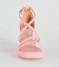 All Crossed Up Strappy Block Heels
