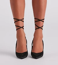 Chic Glam Rhinestone Lace-Up Stiletto Heels