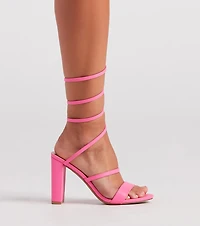 Turn It Up Spiral Strap Block Heels