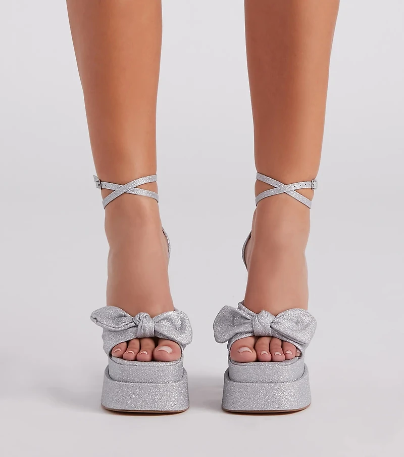 Major Diva Glitter Mesh Platform Heels