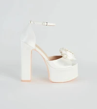 Fashion Strut Satin Rose Platform Heels