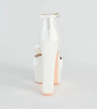 Fashion Strut Satin Rose Platform Heels